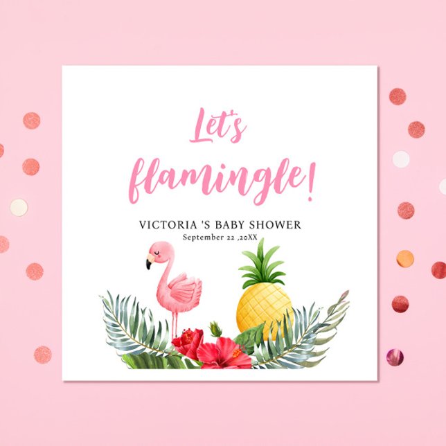 Flamingo Tropical är en baby Shower Pappersservett (Skapare uppladdad)