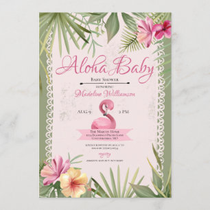 Flamingo Tropical Baby Shower Inbjudningar