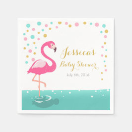 Flamingo Tropical Baby Shower Pappersservett Girl