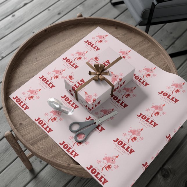 Flamingo Tropical Beach-jul Presentpapper (Flamingo Tropical Beach Christmas Wrapping Paper)