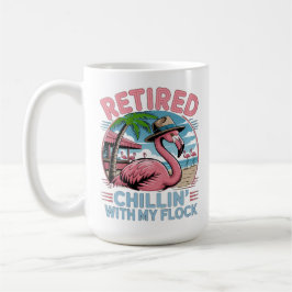 Flamingo Tropical Beach Retirement Humor Kaffemugg
