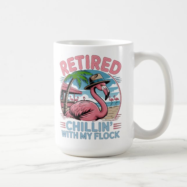Flamingo Tropical Beach Retirement Humor Kaffemugg (Höger)