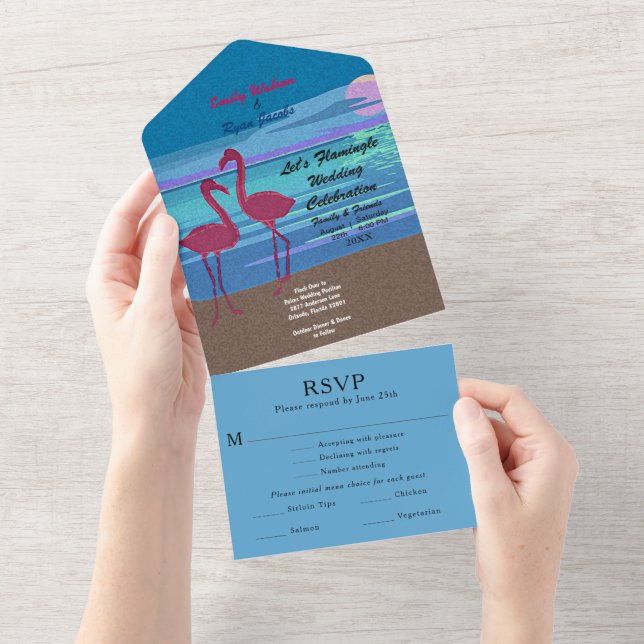 Flamingo Tropical Beach Wedding Information OSA (Tearaway)