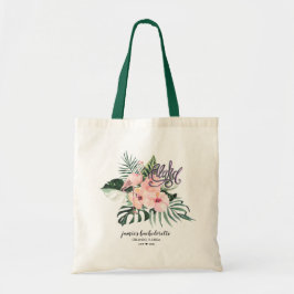 Flamingo Tropical Blommigt Bridesmaid Favor Tote B Tygkasse