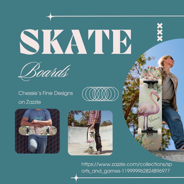 Flamingo Tropical Botanical Skateboard (Skapare uppladdad)