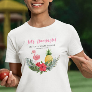 Flamingo Tropical Det är en tjej Bebis badrum  T Shirt