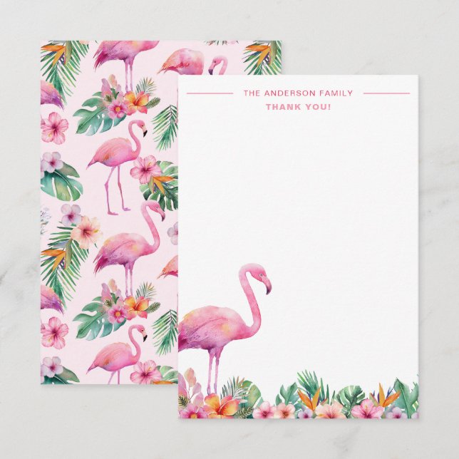 Flamingo Tropical Family Tack-plattkort Tack Kort (Fram/baksida)