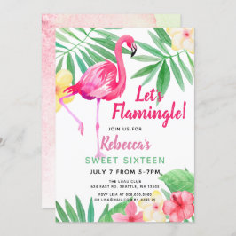 Flamingo tropical Födelsedagsfest inbjudan