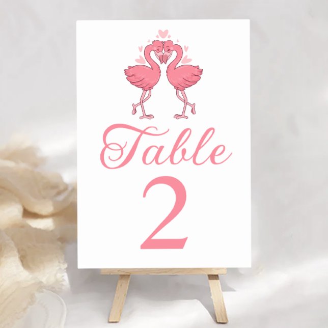 Flamingo Tropical Hawaiian Luau Beach Wedding  Bordsnummer (Skapare uppladdad)