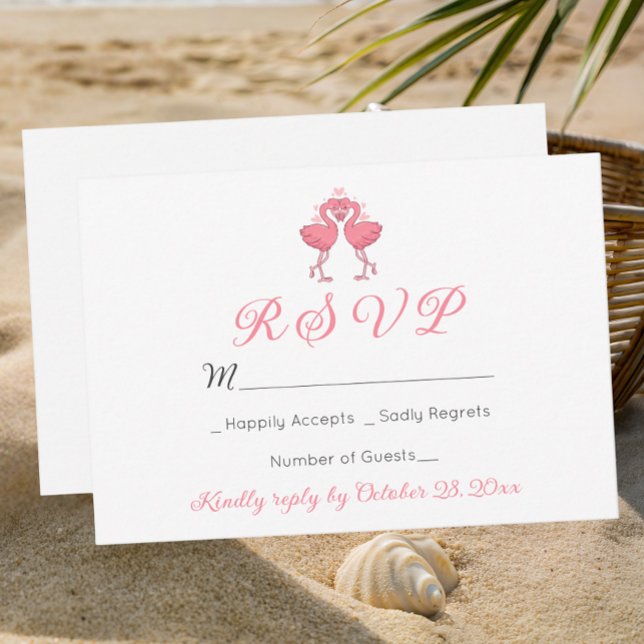 Flamingo Tropical Hawaiian Luau Beach Wedding RSVP OSA Kort (Skapare uppladdad)