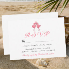 Flamingo Tropical Hawaiian Luau Beach Wedding RSVP OSA Kort