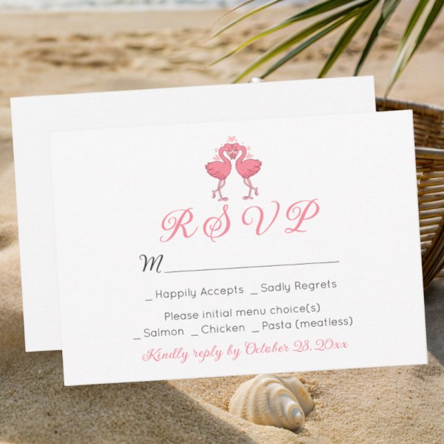 Flamingo Tropical Hawaiian Luau Beach Wedding RSVP OSA Kort (Skapare uppladdad)