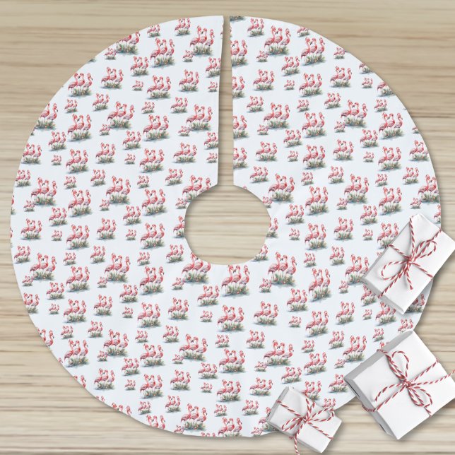 Flamingo Tropical Jul Julgransmatta Borstad Polyester (Flamingo Tropical Christmas Brushed Polyester Tree Skirt )