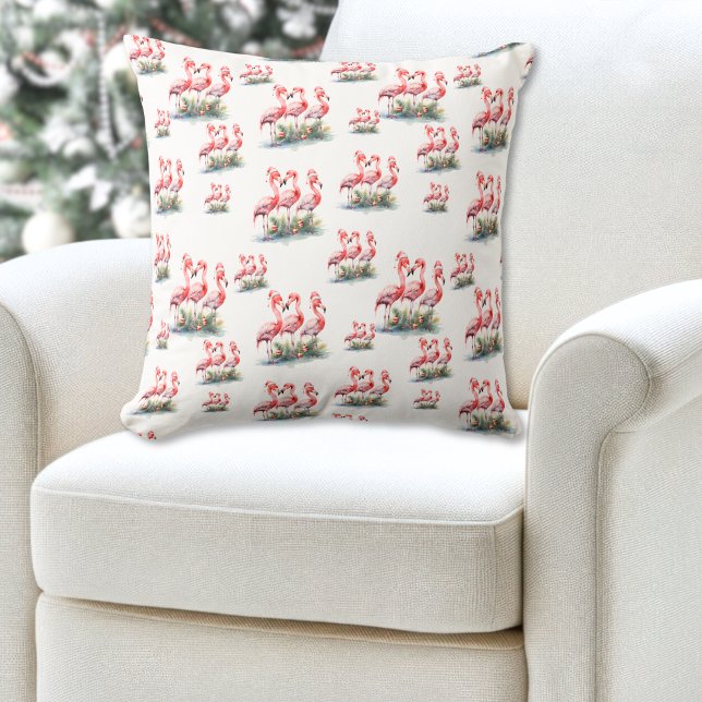 Flamingo Tropical Jul Kudde (Flamingo Tropical Christmas Throw Pillow )