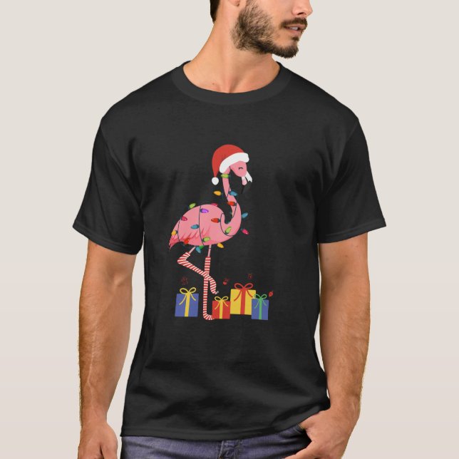 Flamingo Tropical Julafton Gifts Ljus Flamingo Chr T Shirt (Framsida)