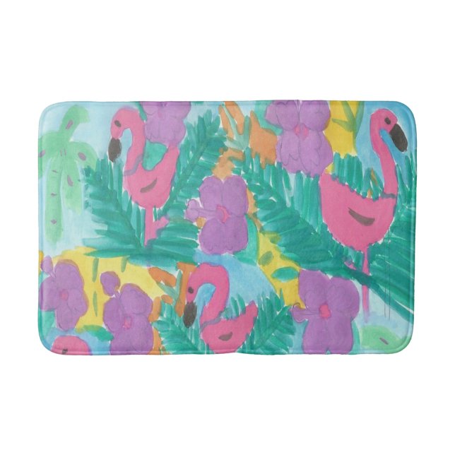 Flamingo Tropical Jungle Bath Mat Badrumsmatta (Framsidan)