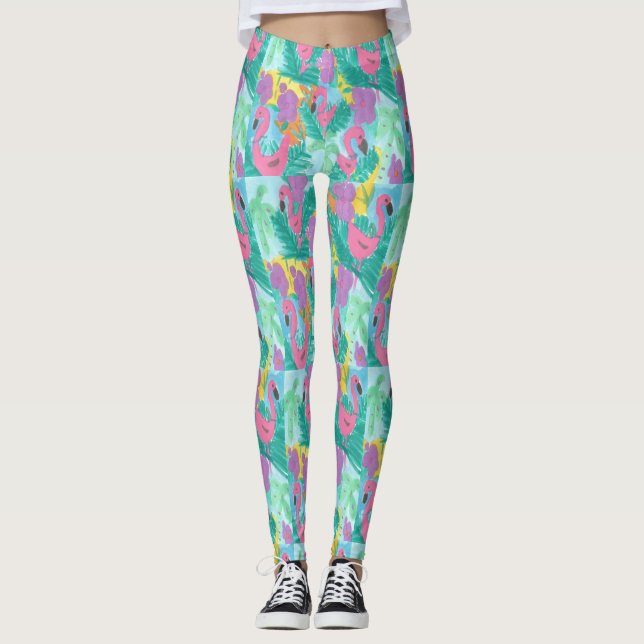 Flamingo Tropical Jungle Leggings (Framsida)