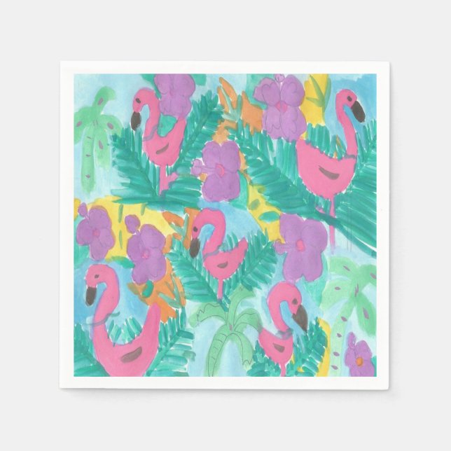 Flamingo Tropical Jungle Print Pappersservett (Framsidan)