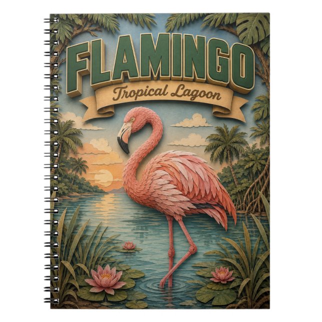 Flamingo Tropical Lagoon POPCUT Anteckningsbok (Framsidan)