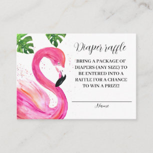 Flamingo Tropical Löv Diaper Raffle Baby Shower Tilläggskort
