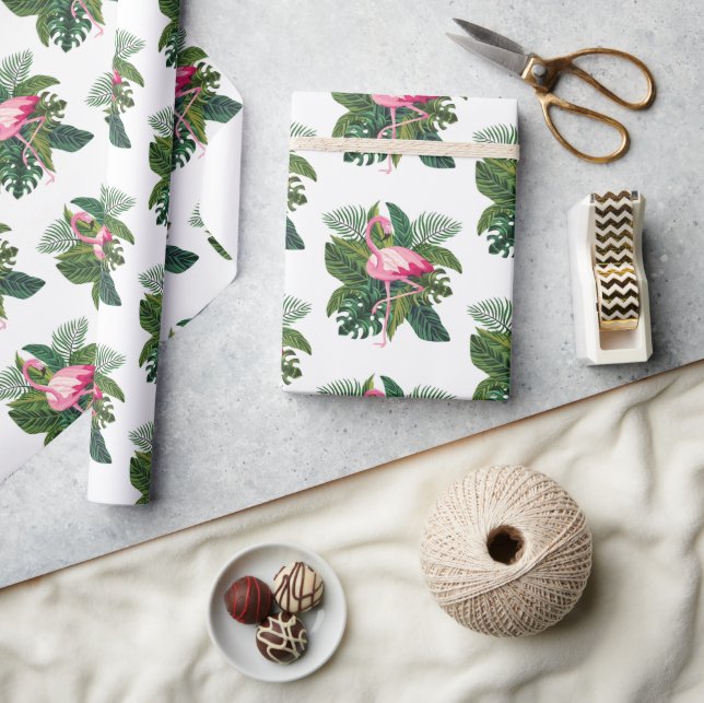 Flamingo Tropical Löv Jungle Presentpapper (Hantverk)