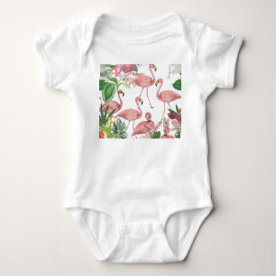 Flamingo Tropical Löv Watercolor Mönster T Shirt