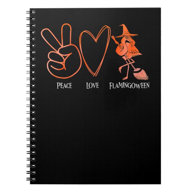 Flamingo Tropical Peace Kärlek Flamingoween Orange Anteckningsbok (Framsidan)