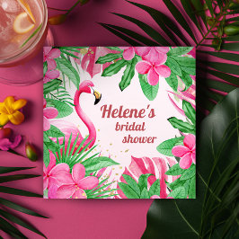 Flamingo Tropical Rosa Blommigt Möhippa Pappersservett