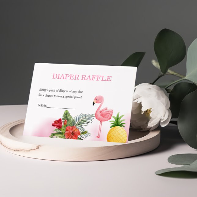 Flamingo Tropical Rosa Diaper Raffle Tilläggskort (Skapare uppladdad)