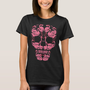 Flamingo Tropical Rosa Flamingo Skull Breast Cance T Shirt