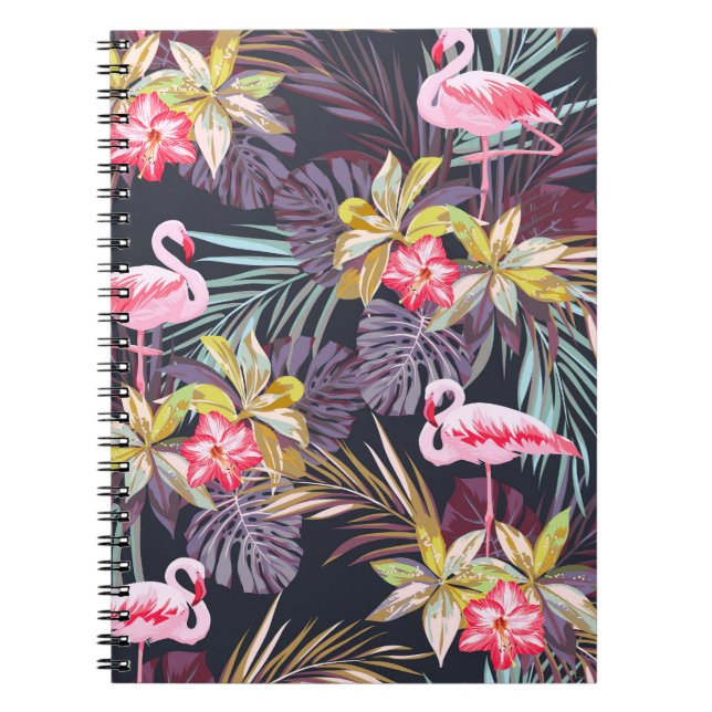 Flamingo Tropical: Sommarsömlös Mönster Anteckningsbok (Framsidan)