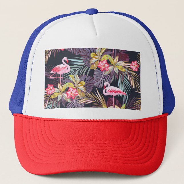 Flamingo Tropical: Sommarsömlös Mönster Keps (Framsida)