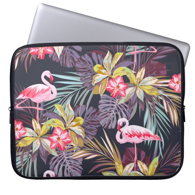 Flamingo Tropical: Sommarsömlös Mönster Laptop Fodral (Framsidan)