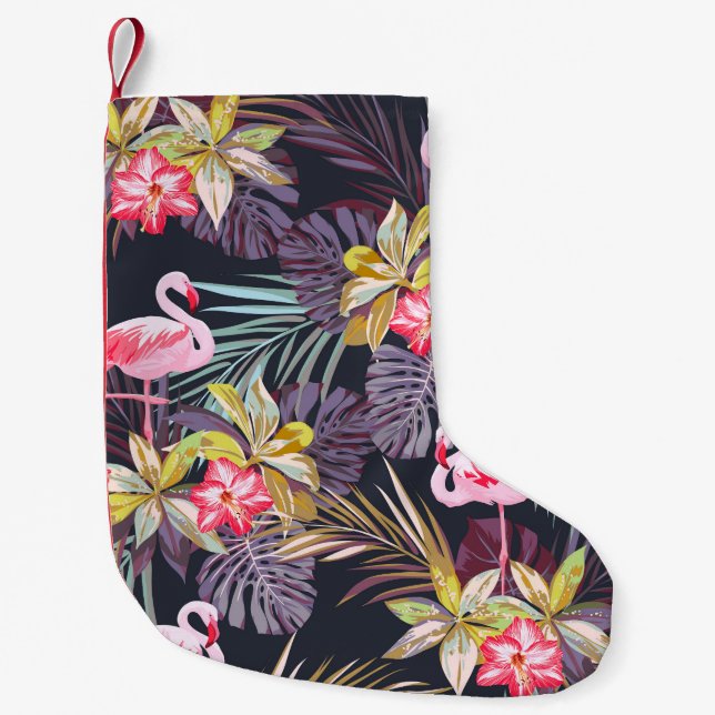 Flamingo Tropical: Sommarsömlös Mönster Liten Julstrumpa (Framsidan)