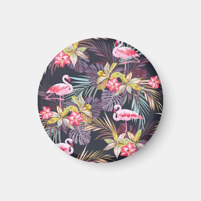 Flamingo Tropical: Sommarsömlös Mönster Magnet (Framsidan)