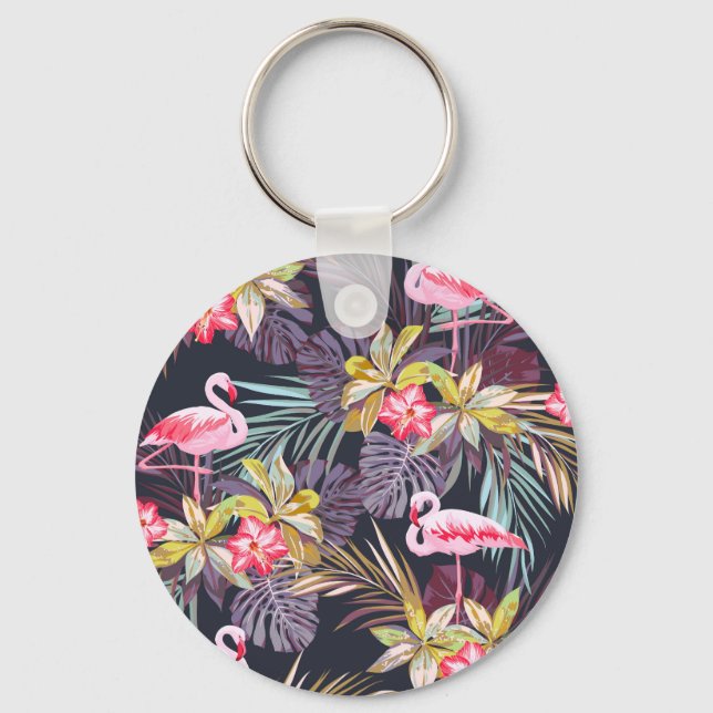 Flamingo Tropical: Sommarsömlös Mönster Nyckelring (Framsida)