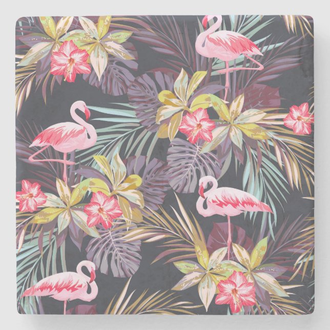 Flamingo Tropical: Sommarsömlös Mönster Stenunderlägg (Framsidan)
