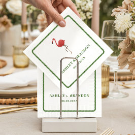 Flamingo Tropics Beach Coastal Retro Wedding Pappersservett