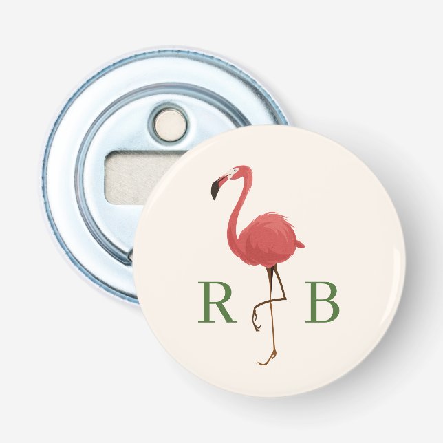 Flamingo Tropics Bröllopsgåva, Monogram Flasköppnare (Framsidan)
