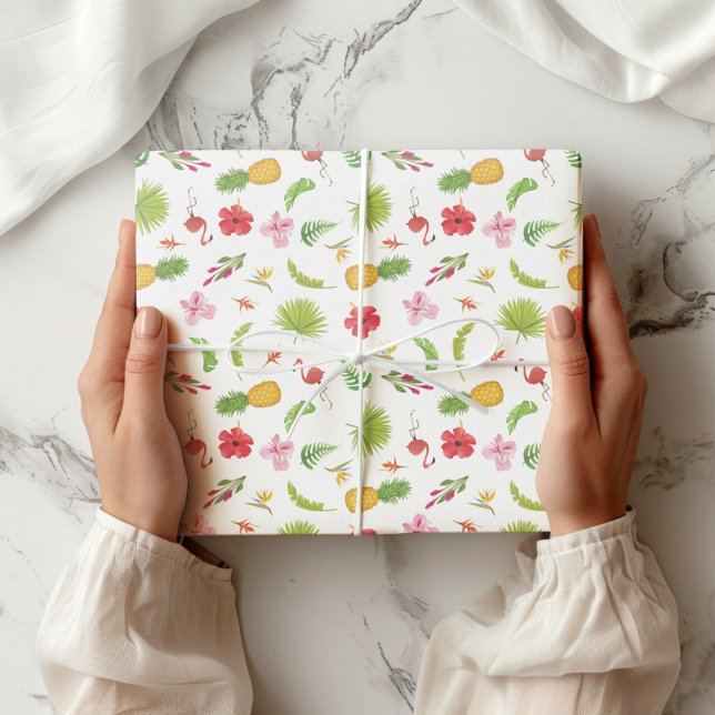 Flamingo Tropics Fun Coastal Beach Theme Presentpapper (Skapare uppladdad)