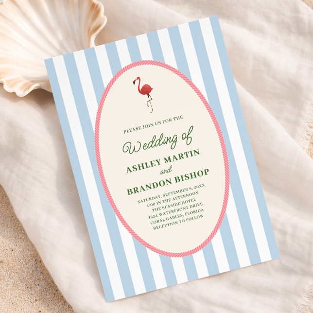 Flamingo Tropics Modern Coastal Island Wedding  Inbjudningar (Skapare uppladdad)