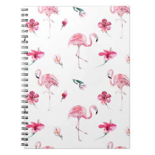 Flamingo Tropics Sommar Ö Chic Hibiskus Rosa Anteckningsbok