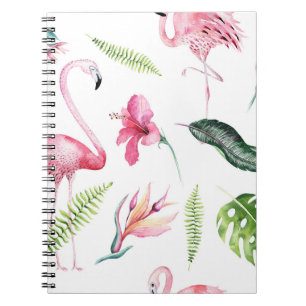 Flamingo Tropics Sommar Ö Chic Hibiskus Rosa Anteckningsbok Med Spiral