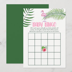Flamingo Tropisk Akvarell Baby Shower Bingo Inbjudningar