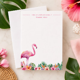 Flamingo Tropisk Familj Tack Platt Kort