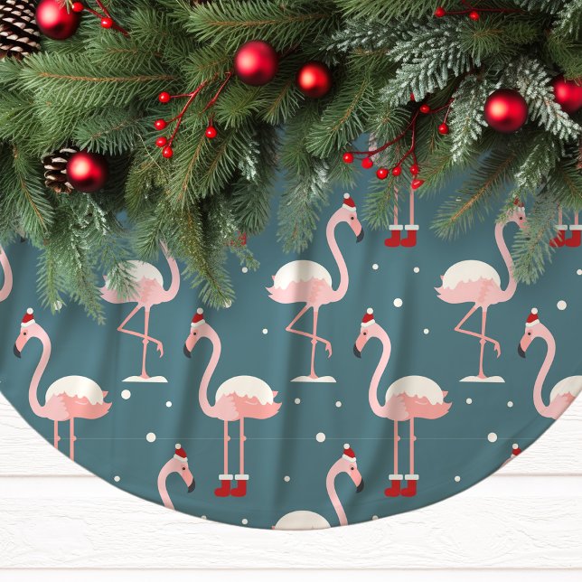 Flamingo Tropisk Jul Julgransmatta Borstad Polyester (Skapare uppladdad)