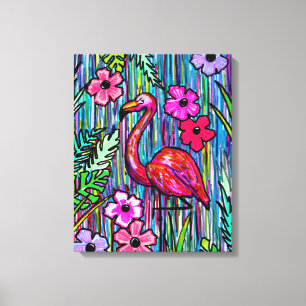 Flamingo Tropisk Teckning Väggkonst Canvastryck