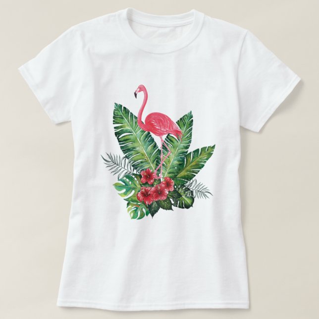 Flamingo tropiska löv t shirt (Design framsida)