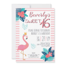 Flamingo tropiska rosor och blå blommigt 16:e