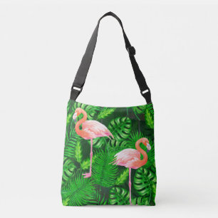 Flamingo tropiska vattenfärger axelväska